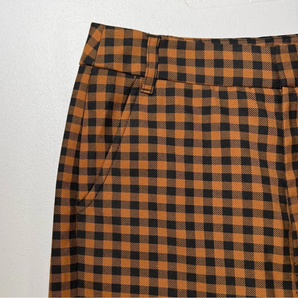 Free People NWT $128 High Rise Flare Mott Street cropped trousers 0 gingham
